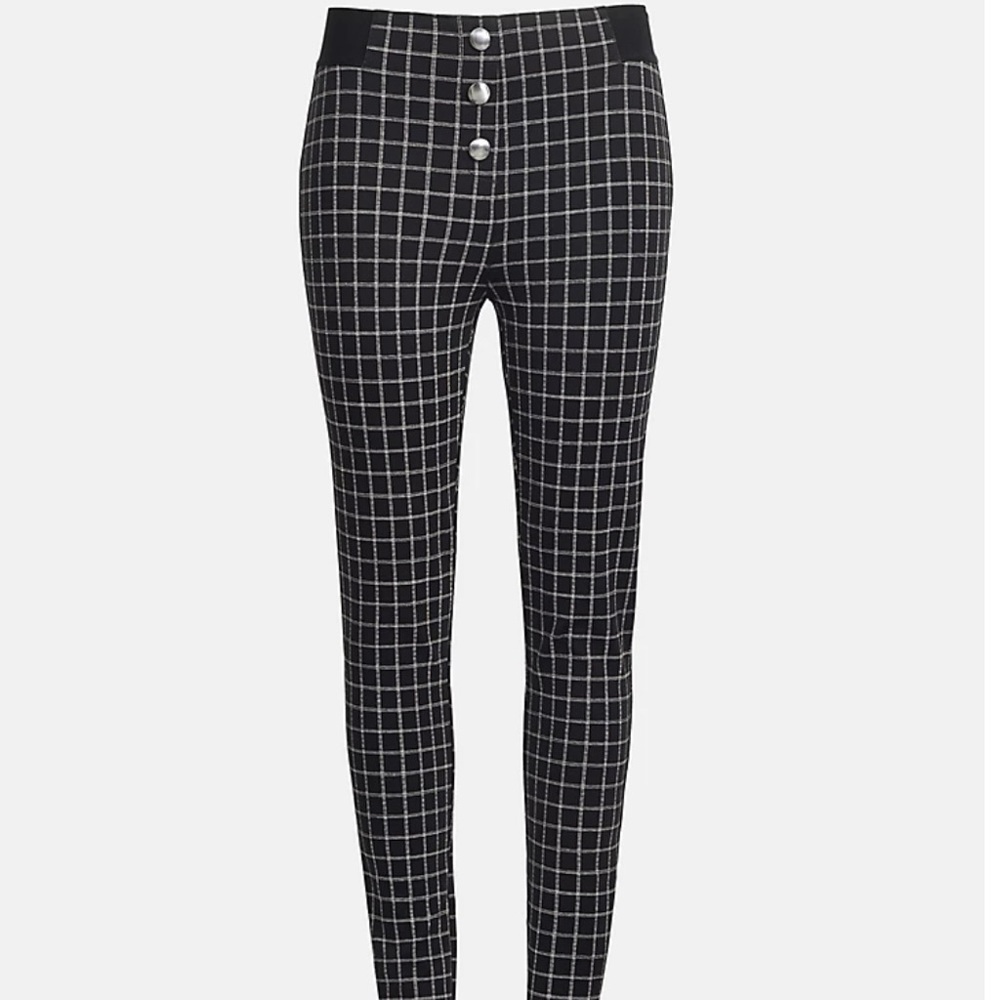 LOFT Button Plaid Leggings